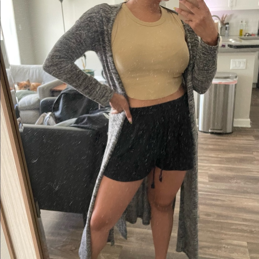 Peppered Grey Knit Midi Cardigan
